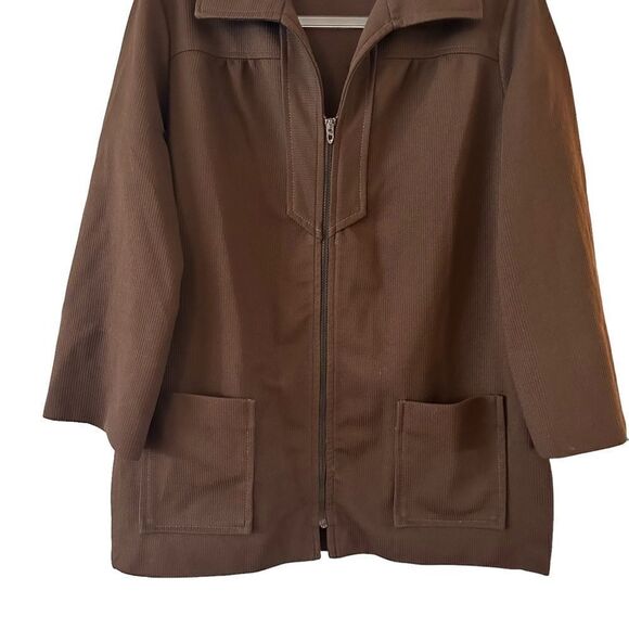 Vintage unisex 70s Pykettes shirt jacket / cardigan style top w/collar & zipper - Picture 3 of 14